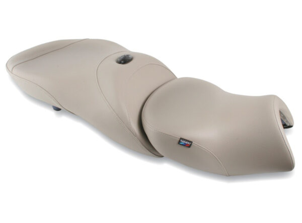 BMW K1600GTL EXCLUSIVE 2013-16, MEDIUM LIGHT STONE / TOPSTITCH, REGULAR HEIGHT, 2-PC SEAT SEAT, OEM HEAT
