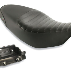 DUCATI SCRAMBLER 803CC 2015-22, BLACK VINTAGE PLEATED, TWO-UP VERSION. INCLUDES TOOL TRAY
